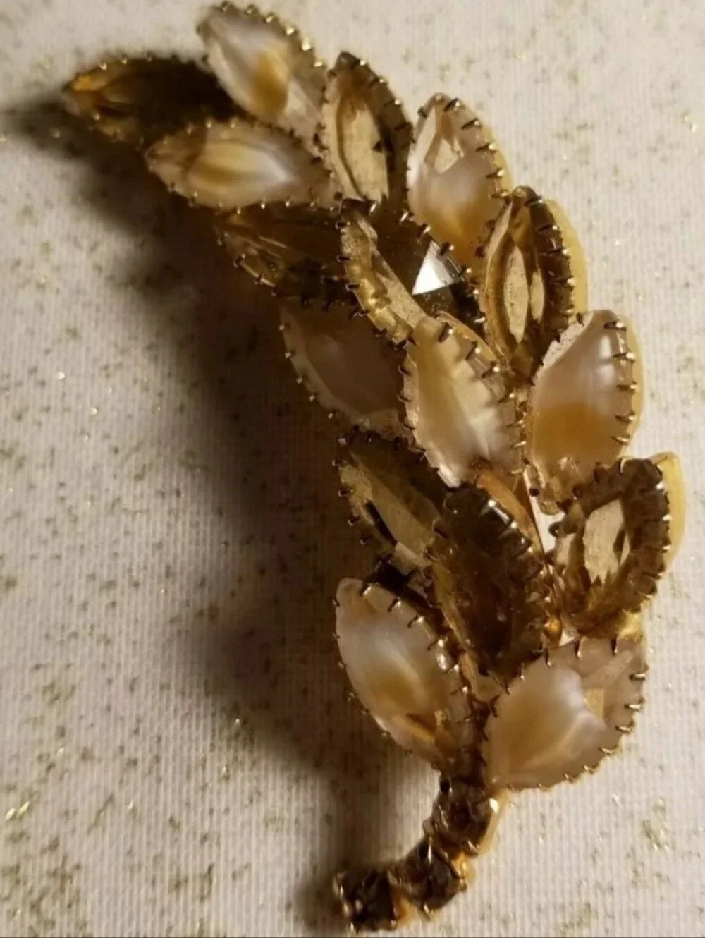 Lovely Autum Fall Vintage Spray Givre Glass Stones Brooch Pin